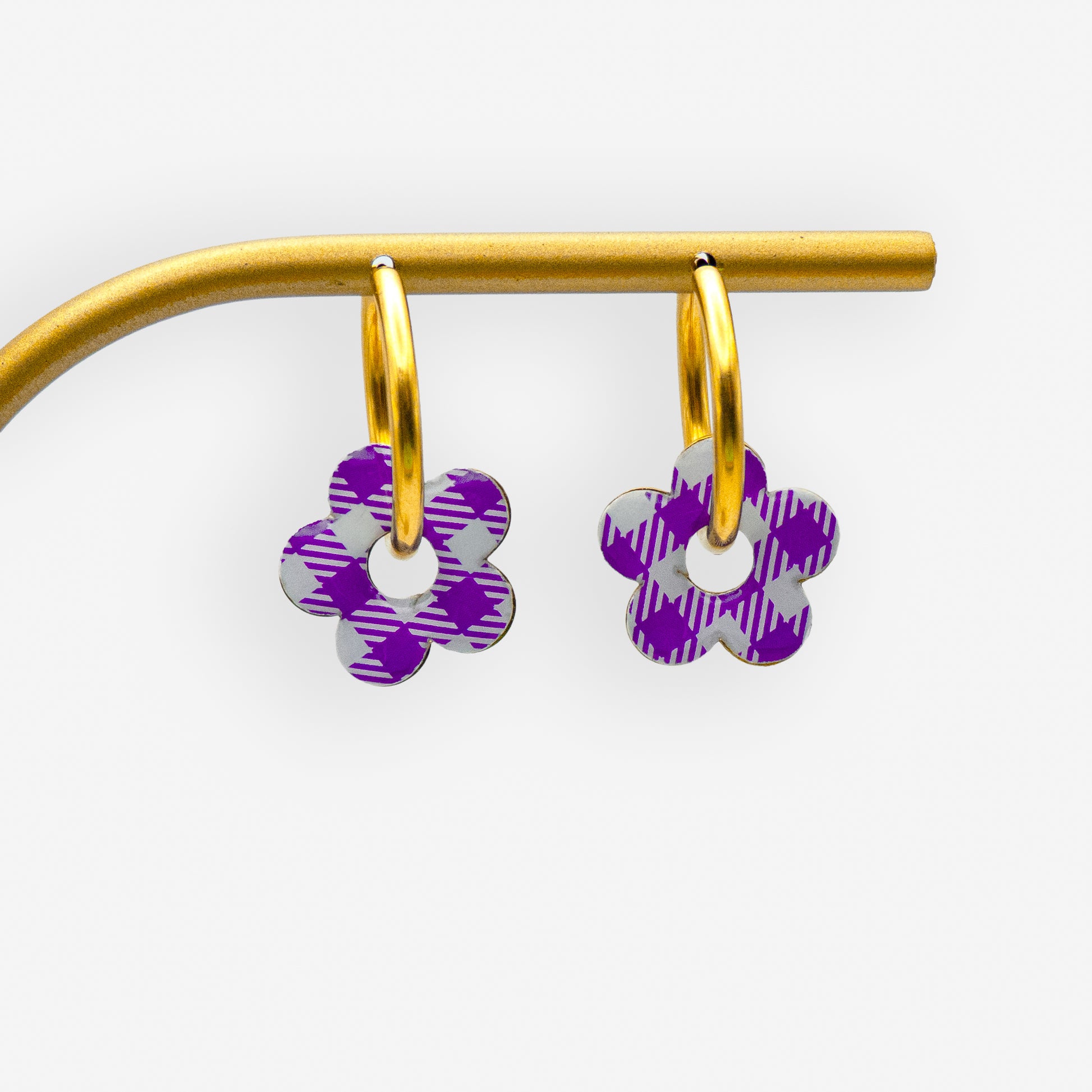 Créoles fleurs interchangeables – Vichy violet