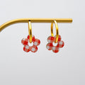 Créoles fleurs interchangeables – Vichy orange - Boucles d'oreilles - Studio Sōzō