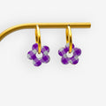 Créoles fleurs interchangeables – Vichy violet - Boucles d'oreilles - Studio Sōzō