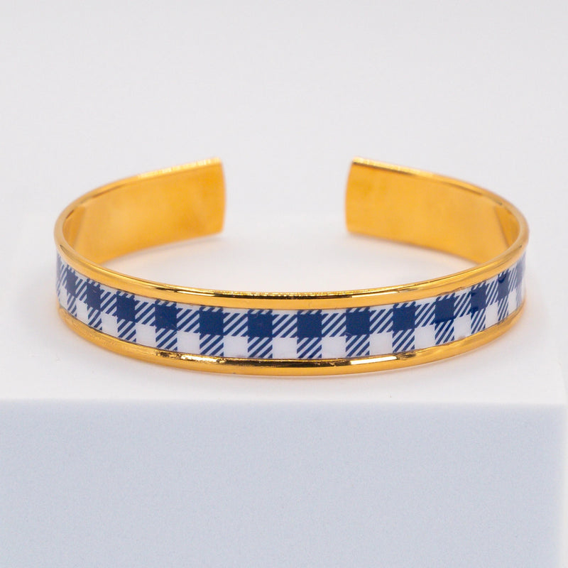 Jonc ajustable  – Motif Vichy bleu