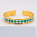 Jonc ajustable – Motif Vichy vert - Bracelet - Studio Sōzō