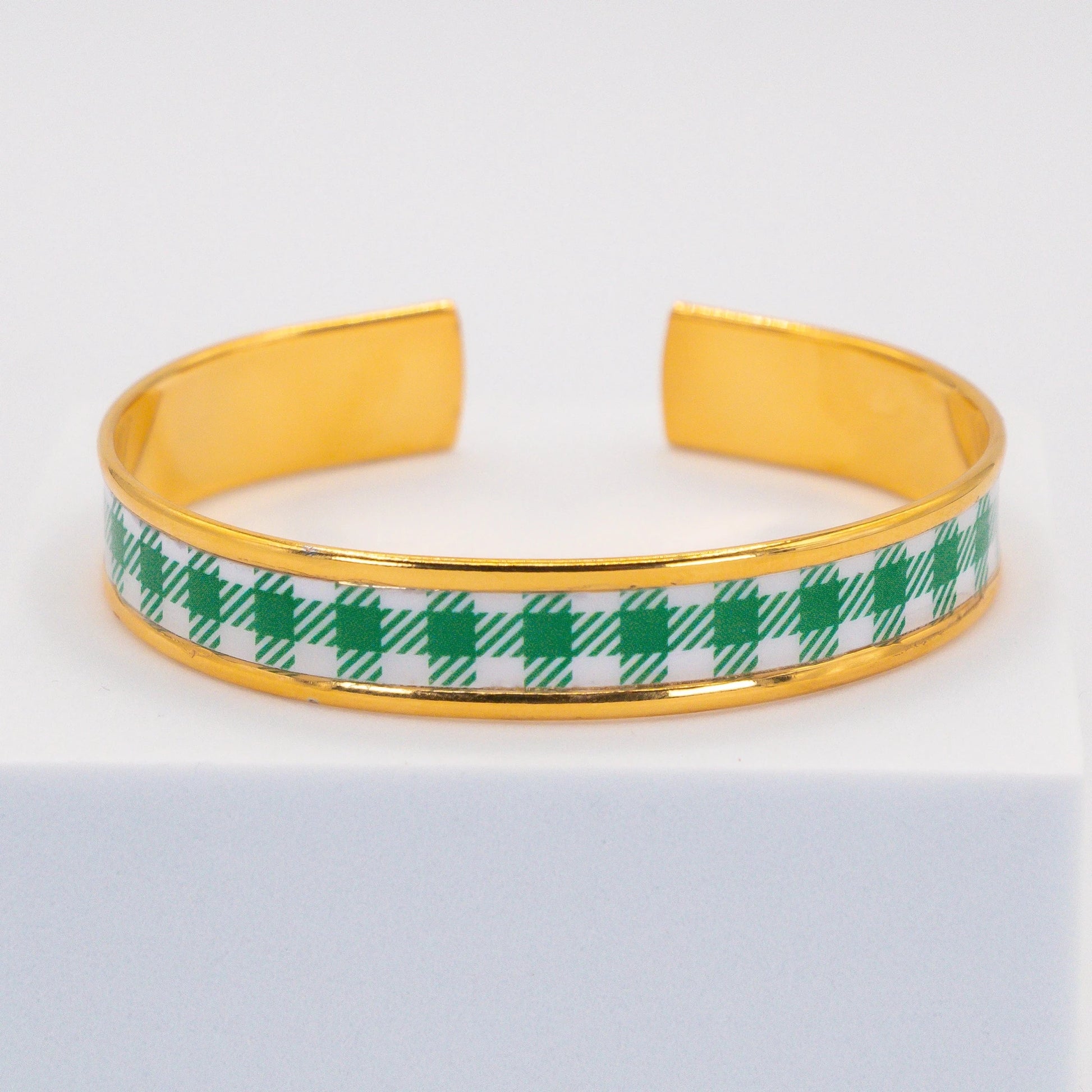 Jonc ajustable – Motif Vichy vert - Bracelet - Studio Sōzō