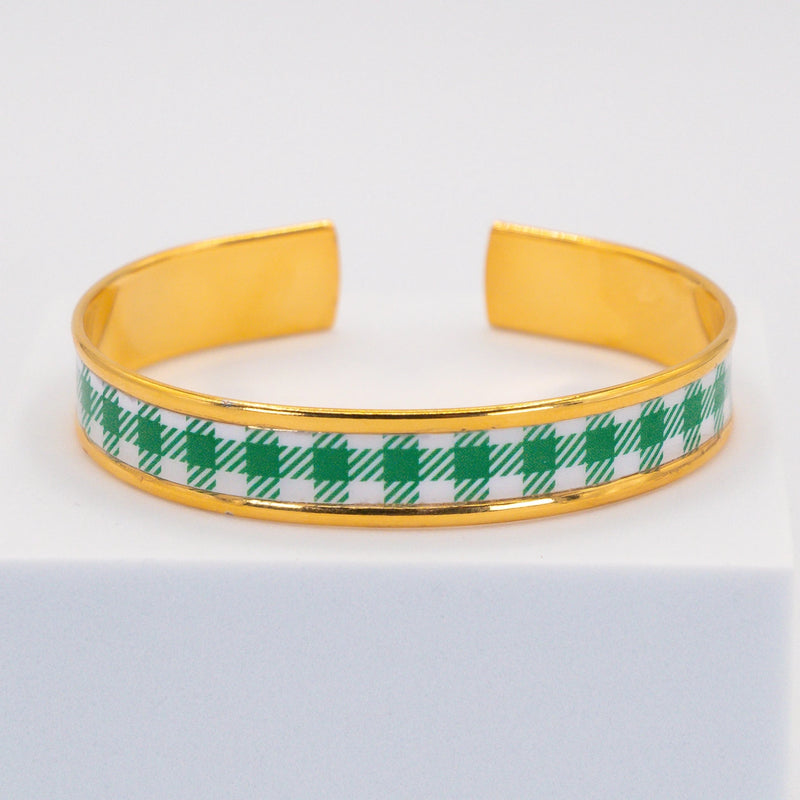 Jonc ajustable  – Motif Vichy vert